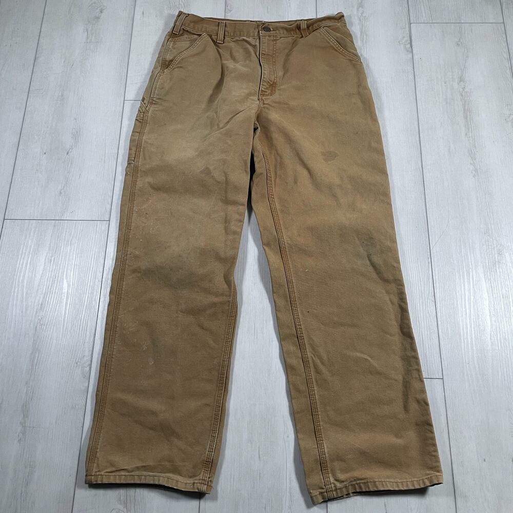 Carhartt Carpenter Canvas Pants B11BRN Original Dungaree Fit Men's Size 34x32
